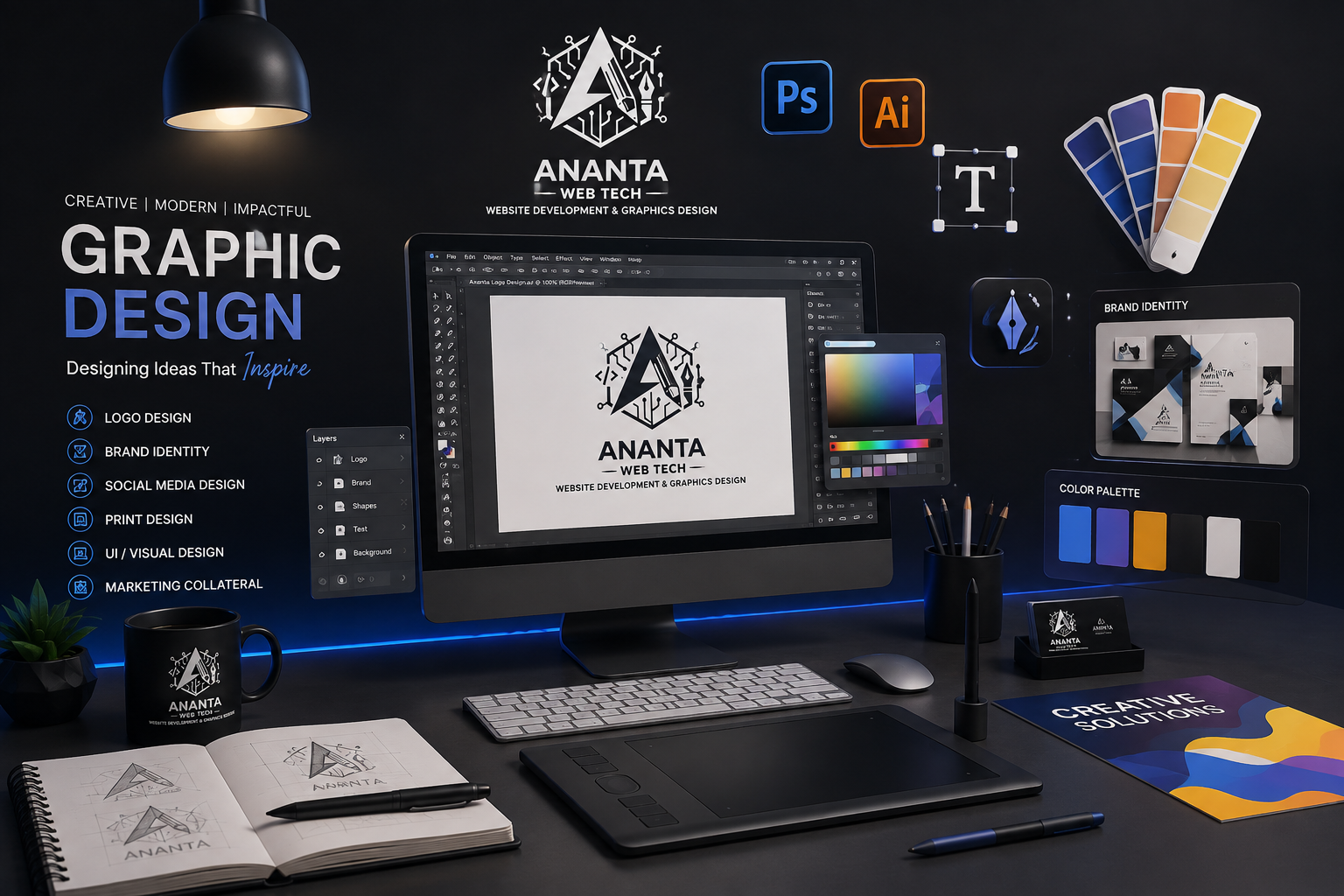 Graphic design work at Ananta Web Tech